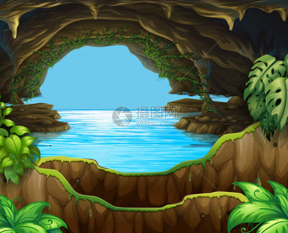 洞穴插图中的天然水图片