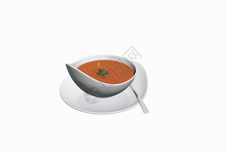 汤在一个白色的碗里3d渲染图片