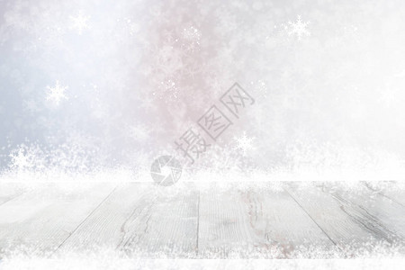 空的桌面或木地板和模糊背景的抽象圣诞节图片