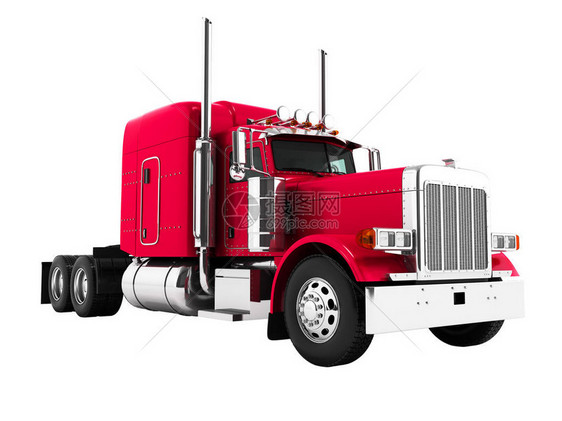 向其他运送货物的红色卡车3d在白色背景下没有阴影图片