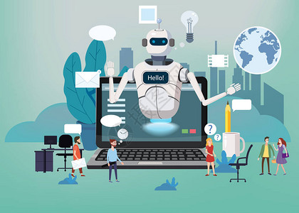 概念网页免费聊天机器人机器人虚拟协助客户和运营商在线全球技术支图片