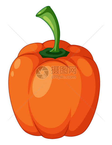 白色背景插图上的橙色甜椒图片