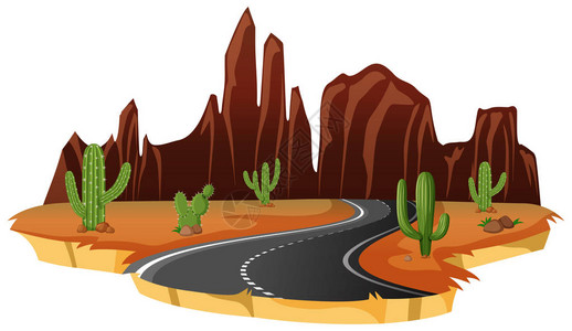宏伟山路一个孤立的沙漠道路插图插画