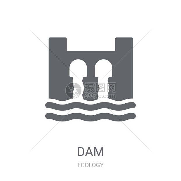 大坝图标来自生态收藏的白色背景上的时尚大坝标志概念适用于应用程序移动应用程图片