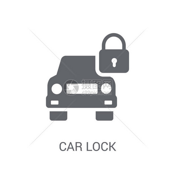 汽车锁图标时尚的汽车锁标志概念在白色背景从汽车零件收藏适用于网络应用程序移动应用程图片