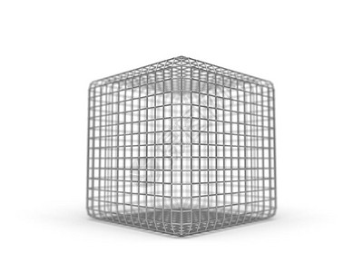 由铁制成的简单自白笼子设计3D插图适合有关电力和图片