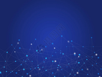 蓝色技术和科学抽象背景与蓝色和白色线点业务和连接概念未来主义和工业40概念互联网络数据链背景图片
