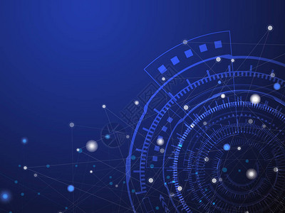 蓝色技术圈和计算机科学抽象背景与蓝色和白色线点业务和连接概念未来主义和工业40概念互联网背景图片