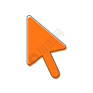 鼠标计算机箭头图标孤立的图标由黑薄等宽和橙色在不同层上移动填充图片