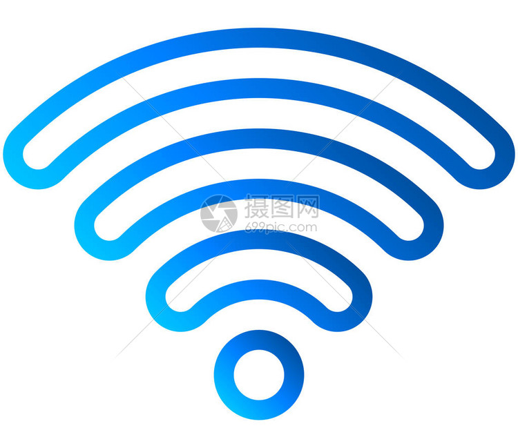 Wifi符号图标蓝色概观四舍五入梯度孤图片