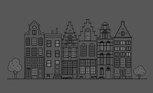 荷兰古代建筑的直线执行建筑背景图片