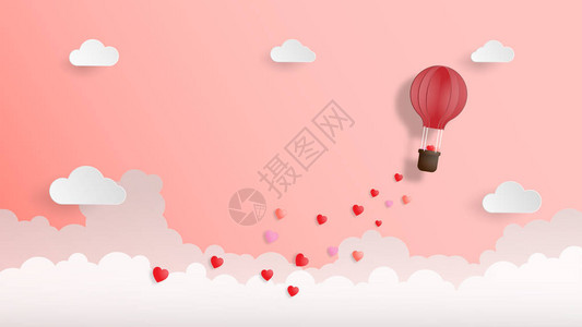 情人节红色矢量折纸空气图片素材