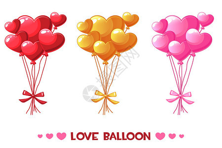 卡通彩色心形气球背景图片