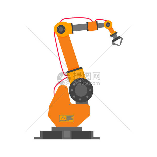 机械臂平面样式设计矢量图标符号隔离在白色背景上机器人手臂或手工业机器人机械手现代智能工业40技术图片