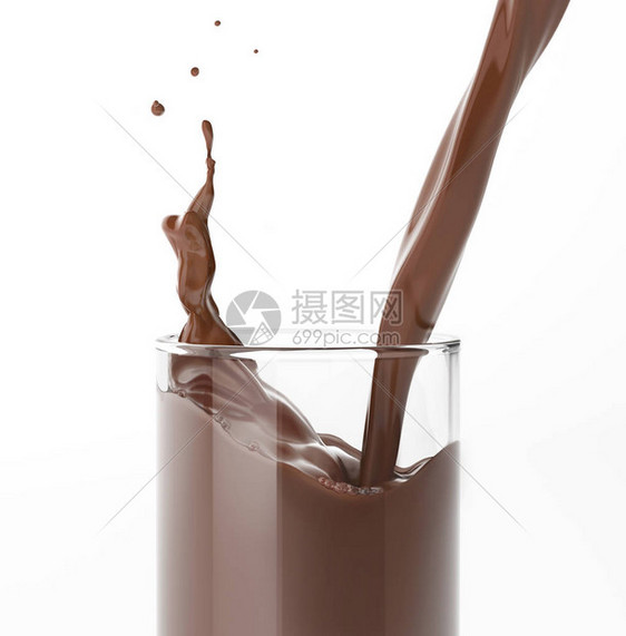 将液态巧克力涂在玻璃杯中图片