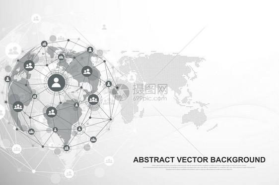 全球结构网络和数据连接概念全球计算机网络中的社交网络通信互联网技术商业图片