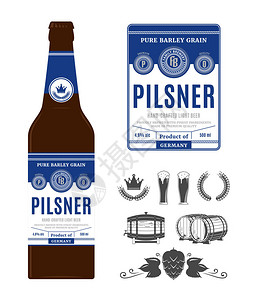 瓶子上的啤酒标签皮尔斯纳标签布雷温公司的品牌和身份图图片