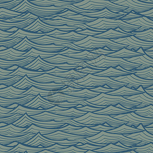 飞扬的丝巾风浪线黑白绘图抽象的无缝模式不规则的节奏纺织包装纸壁纸设计Eps插画