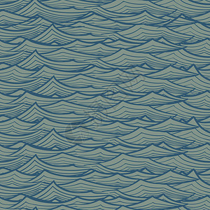 风浪线黑白绘图抽象的无缝模式不规则的节奏纺织包装纸壁纸设计Eps图片