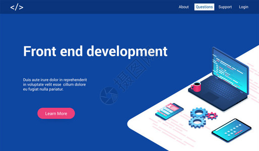 用于前端开发的Iso度着陆页面模板为网站和移动网站模拟矢量图片