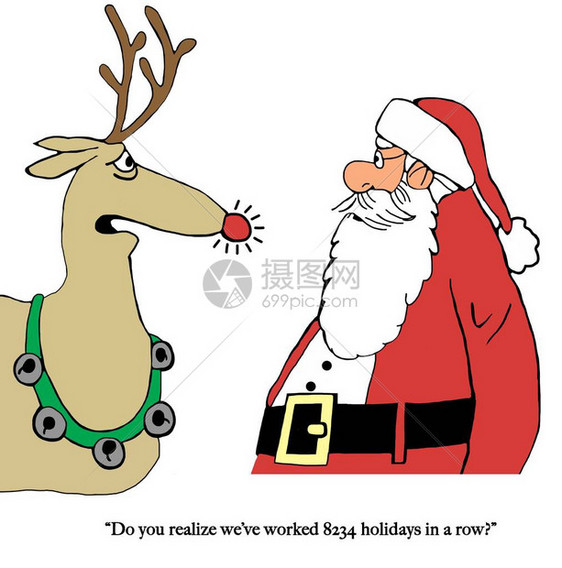 一头驯鹿向圣诞老人抱怨说整个图片