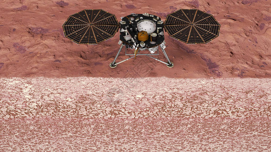 探索地球的太空任务火星土壤剖面图着陆器降落在火星表面图片