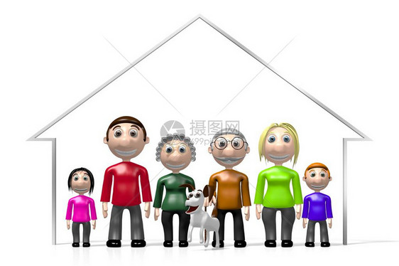 3D多代家庭房子形状图片