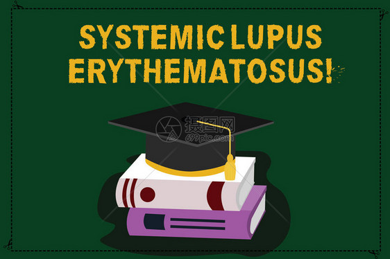 显示系统LupusErythemotatosus的文本符号人体概念光免疫系统用三维吊章照片攻击健康组织彩色分层帽图片