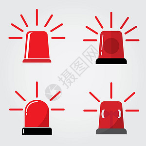 一组警报器矢量图标警报符号警报器图标在灰色上隔离的背景图片