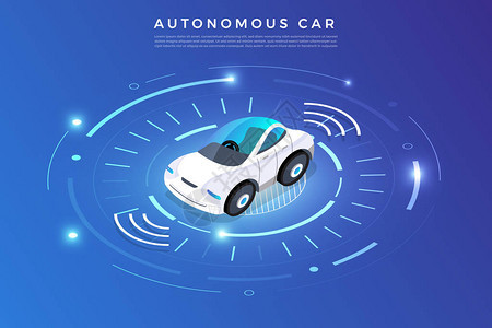 自动驾驶汽车传感器智能汽车无人驾驶汽车技背景图片
