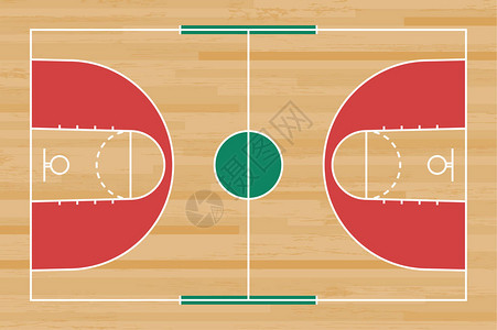 篮球场矢量插图以木质纹理为底线的图片