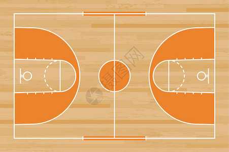 篮球场矢量插图以木质纹理为底线的图片