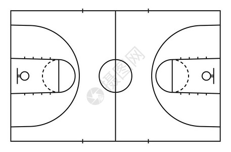 篮球场地板与背景线篮球场矢量插图图片