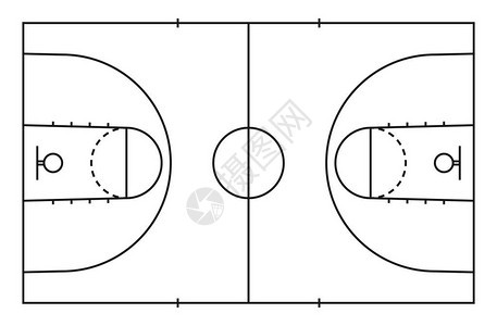 篮球场地板与背景线篮球场矢量插图图片