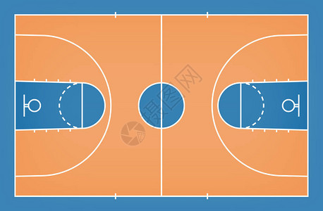 篮球场矢量插图以木质为底线的图片