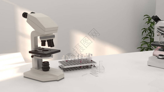 实验室开发研究中的显微镜用实验室玻璃器皿清洁现代白色没有人科学实验室研发背景的海报实验室设图片