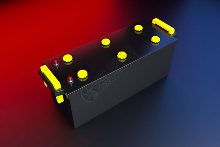 3D渲染卡车用24v电池商用车蓄电池黑色卡背景图片