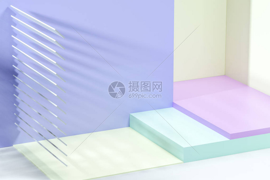 3D翻接用创意形状放轻松的彩色房间图片