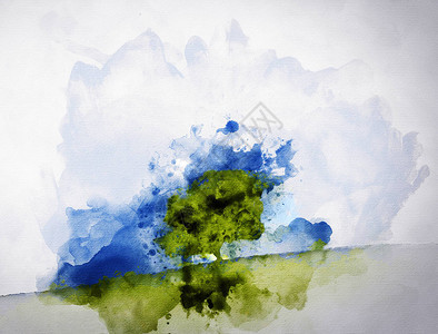 以水彩单树壁纸画成的抽象孤立地外观图片