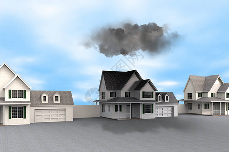 3D在概念上以屋内乌云遮蔽的暗图片