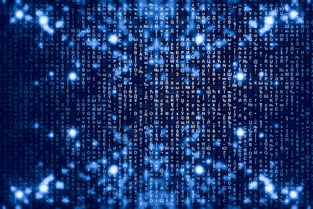 蓝色矩阵数字背景抽象的网络空间概念人物倒地来自符号流的矩阵虚拟现实设计复杂的算法数据黑客图片