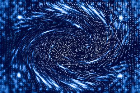 蓝色矩阵数字背景扭曲的网络空间概念人物掉进虫洞黑客矩阵虚拟现实设计复杂的算法数据黑客图片