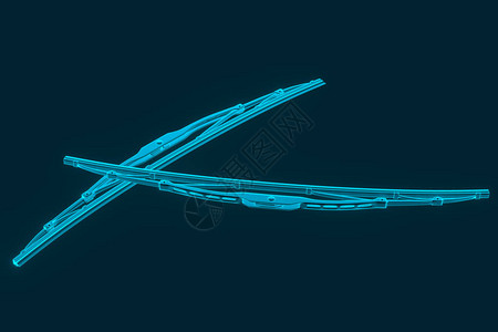 3D渲染蓝色背景上的挡风玻璃雨刷片汽车雨刮片备件汽车零部件图片