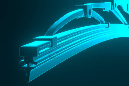 3D渲染蓝色背景上的挡风玻璃雨刷片汽车雨刮片备件汽车零部件图片