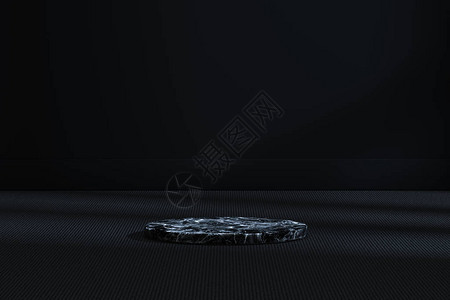 黑暗房间的大理石圆柱平台3D投影图片