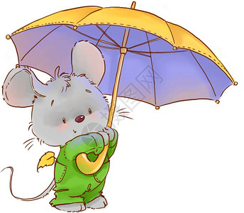 可爱的鼠标彩色插图Fall图片