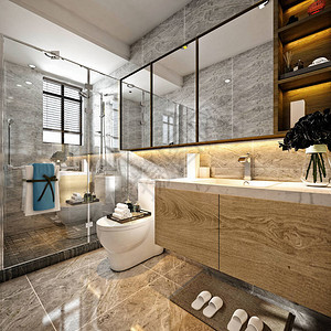 3d渲染豪华浴室图片