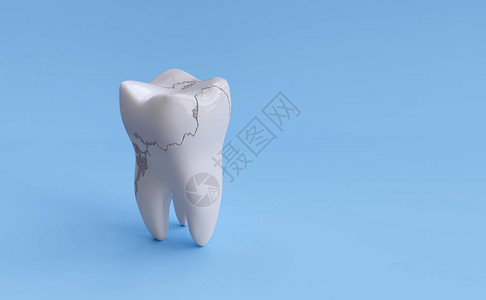 在蓝色背景和剪切路径上隔离的断裂牙齿3图片