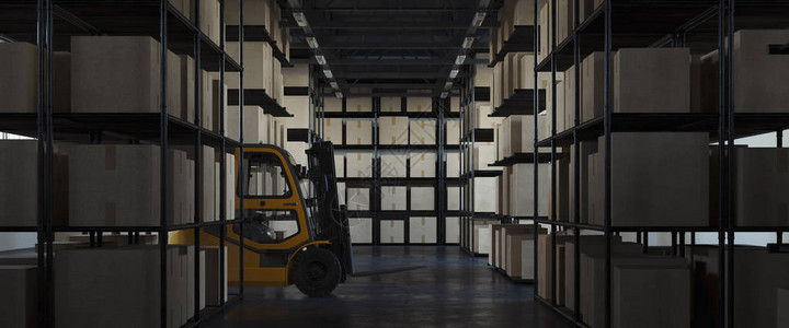 在仓库运输货物的叉车在仓库的叉车装载机在仓库的托盘堆垛车设备图片