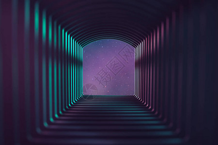 美丽的抽象隧道在空间宇宙末端背景图片